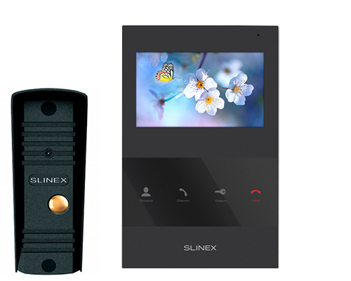 Комплект вызывная панель+видеодомофон Slinex ML-16HD+SQ-04 (чёрный) К1