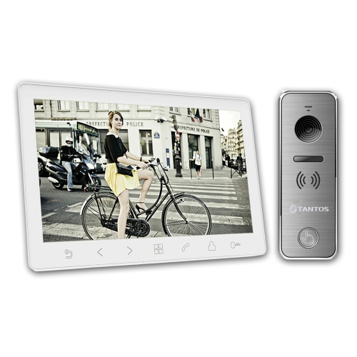 Комплект видеодомофона Tantos Amelie Slim HD SE (белый) + Tantos iPanel 2 HD (металл)