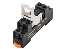 Цоколь SRT08-ES+SR20L, 10A(300V), с фиксатором, винтовой зажим, черный, на рейку DIN35/панель для RT