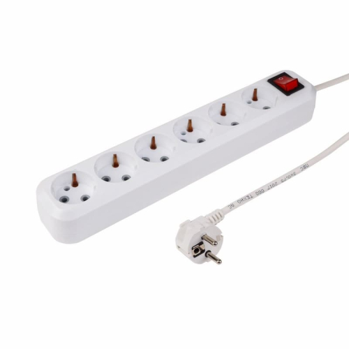 Сетевой фильтр 6 гнезд 1.5 м 3х0,75 мм² с/з OPTIMA белый PROCONNECT