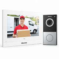 Комплект видеодомофона Akuvox C313S (белый) +  Akuvox DB01 (серебро)