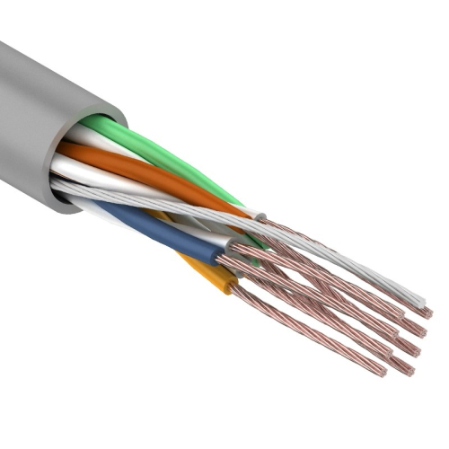 Кабель витая пара REXANT U/UTP STRANDED 4PR 24AWG, CAT5e внутренний, многожильный, серый, 305 м